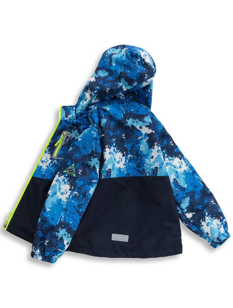 Mallimoda Boys Girls Rain Jacket Lightweight Raincoats Waterproof Hooded Windbreaker for Kids Style 1 Green 7-8 Years - Image 3